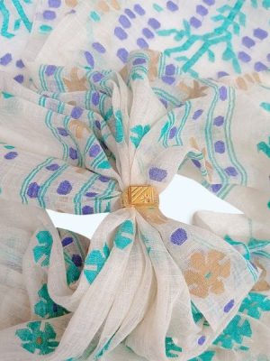 Naznin Dhaka Muslin Scarf with Pure Gold Ring