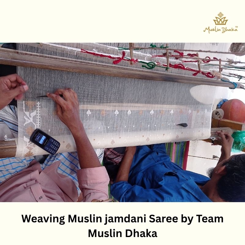 Hand Weaving Muslin jamdani Saree by team muslin dhaka